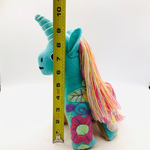 Mexican Folk Art Plush Unicorn Stuffed Animal Hand Embroidered Floral Colorful - Picture 10 of 12